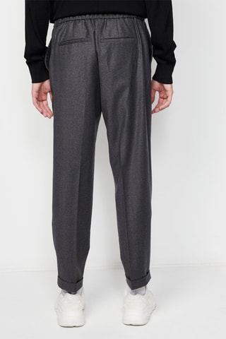 Pantalon droit en laine Gris foncé chiné