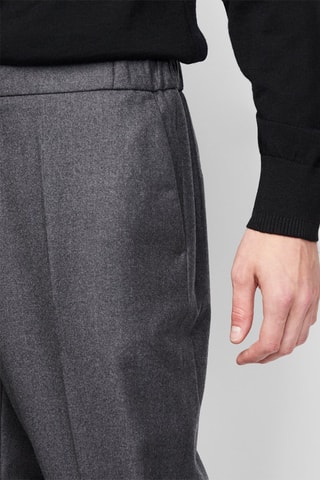 Pantalon droit en laine Gris foncé chiné