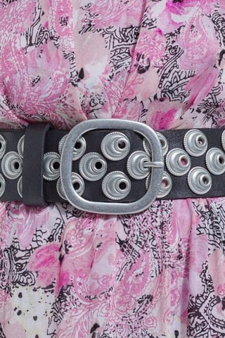 Ceinture en cuir de veau - Noir et argenté