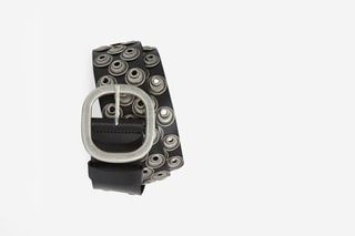Ceinture en cuir de veau - Noir et argenté