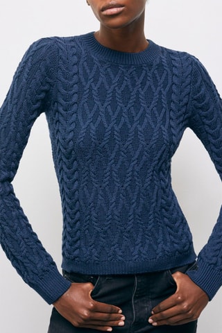 Pull en mérinos - Bleu marine