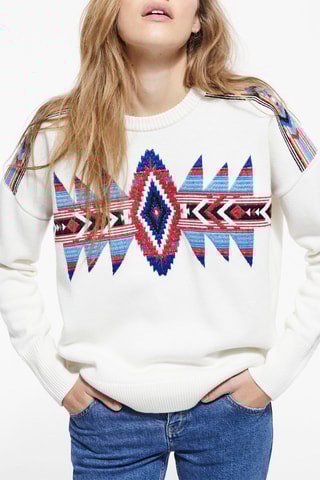 Pull en laine - Blanc et bleu