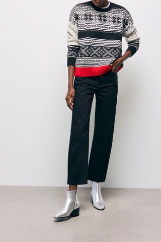 Pull en laine - Ecru et noir