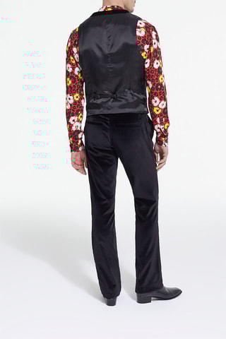 Gilet de costume bi-matière - Noir