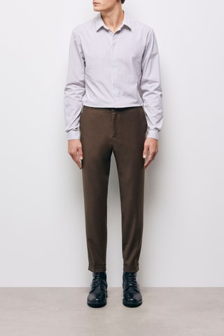 Pantalon droit en laine Marron