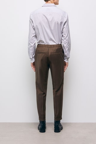 Pantalon droit en laine Marron