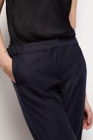 Pantalon droit en laine - Bleu marine