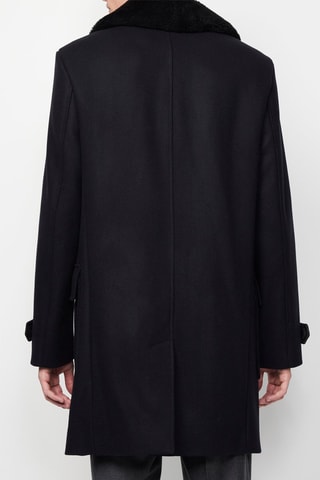 Manteau en laine et fourrure de mouton Noir