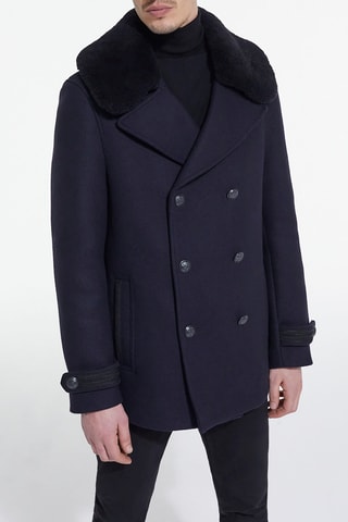 Caban en laine Noir