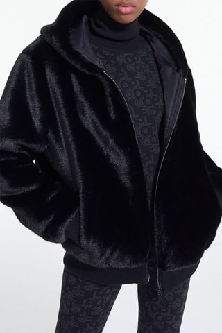 Veste réversible à capuche en laine - Noir