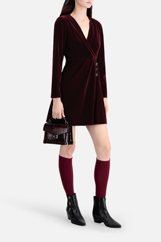 Robe portefeuille en velours - Bordeaux