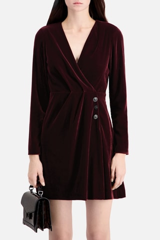 Robe portefeuille en velours - Bordeaux