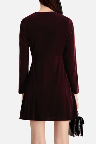 Robe portefeuille en velours - Bordeaux