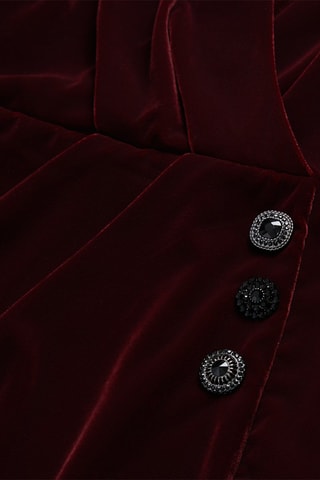 Robe portefeuille en velours - Bordeaux