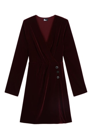 Robe portefeuille en velours - Bordeaux
