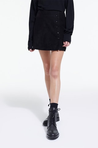 Minijupe en cuir de chèvre - Noir