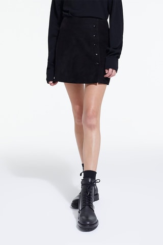 Minijupe en cuir de chèvre - Noir