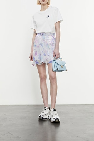 Jupe patineuse taille haute - Blanc