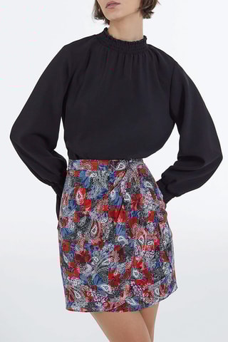 Jupe drapée en soie taille haute - Rouge