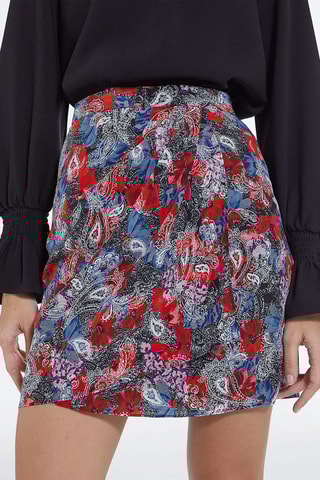 Jupe drapée en soie taille haute - Rouge