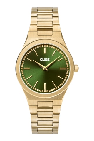 Montre à quartz en acier Vigoureux - Doré et vert foncé