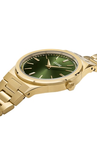 Montre à quartz en acier Vigoureux - Doré et vert foncé