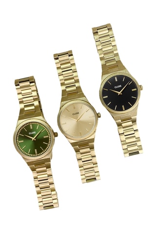 Montre à quartz en acier Vigoureux - Doré et vert foncé