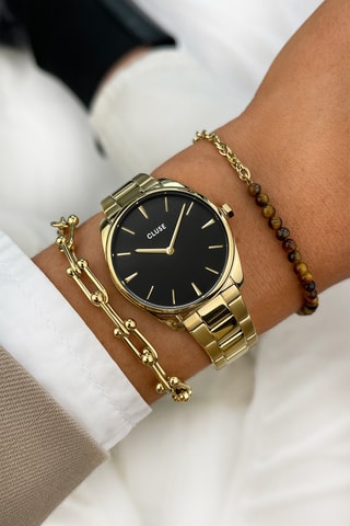 Montre à quartz en acier Féroce Petite - Doré et noir