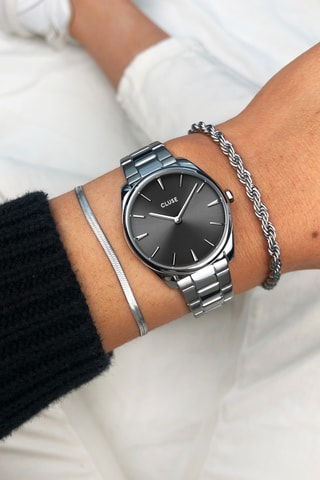 Montre à quartz en acier Féroce Petite - Argenté et noir