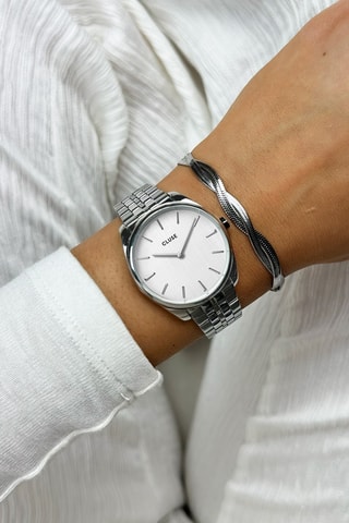 Montre à quartz en acier Féroce Petite - Argenté et blanc