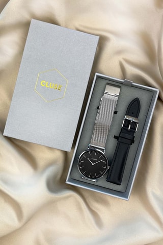 Coffret montre à quartz et bracelet en cuir et acier Boho Chic