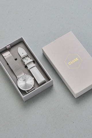 Coffret montre à quartz et 2 bracelets en cuir et acier Boho Chic