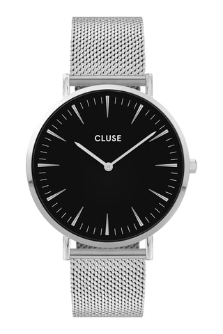 Montre à quartz en acier Boho Chic - Argenté et noir