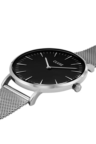 Montre à quartz en acier Boho Chic - Argenté et noir
