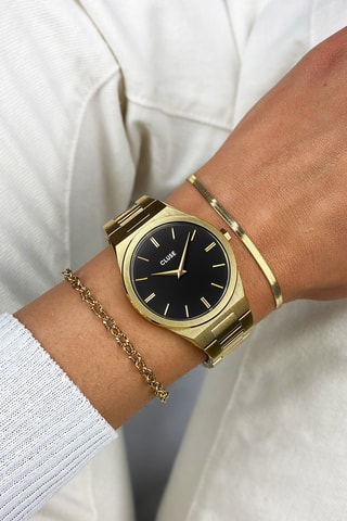 Montre à quartz en acier Vigoureux - Doré et noir