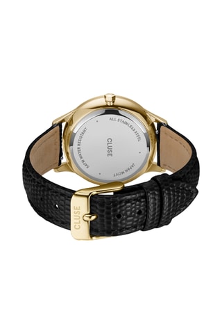 Montre à quartz en cuir Minuit - Noir et doré