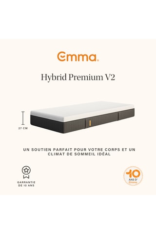 Ensemble lit Cocoon Plus Emma + Matelas Hybride V2 + Protège matelas Emma - Blanc et gris