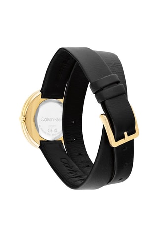Montre à quartz en cuir - Noir et doré