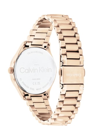 Stalen Quartz Horloge Goudkleurig en Bordeauxrood