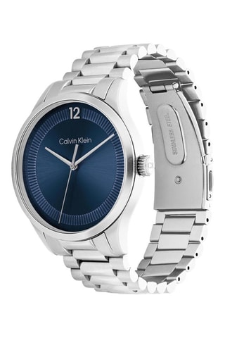 Montre à quartz en acier - Argenté et bleu marine