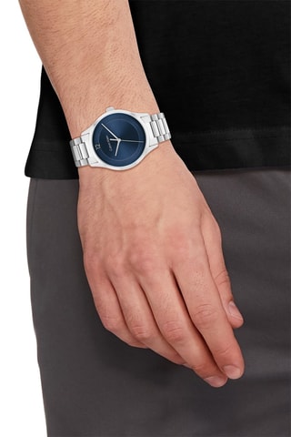 Montre à quartz en acier - Argenté et bleu marine