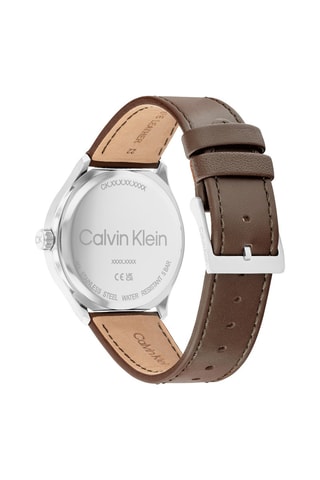 Montre à quartz en cuir - Marron et argenté