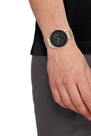 Montre à quartz en acier - Doré et noir