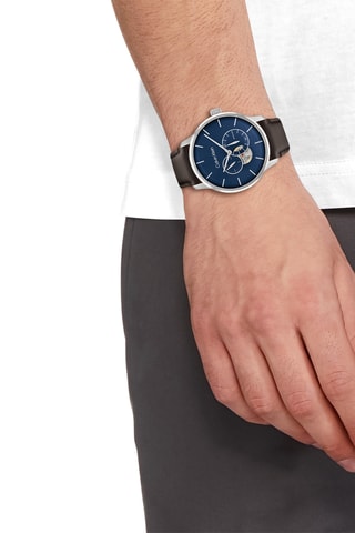 Montre automatique en cuir - Marron foncé et argenté