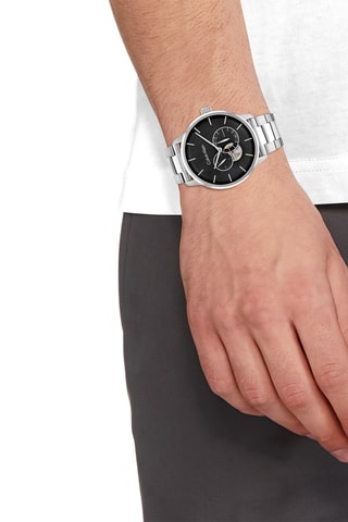 Montre automatique en acier - Argenté et noir