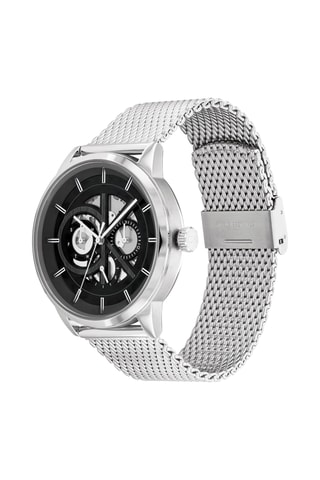 Montre à quartz en acier - Argenté et noir