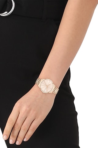 Montre à quartz en acier - Doré et rose clair