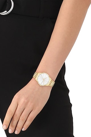 Montre à quartz en acier - Doré et blanc