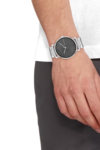 Montre à quartz en acier - Argenté et anthracite