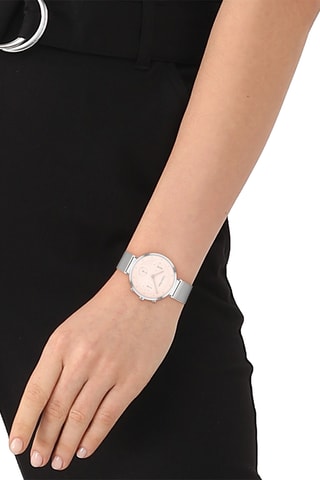 Montre à quartz en acier - Argenté et rose clair